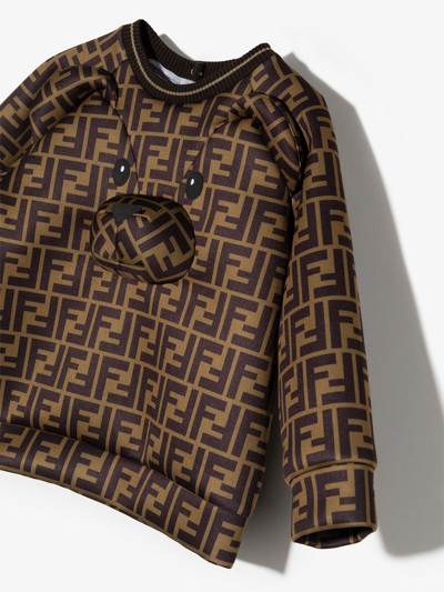 Shop Fendi Teddy Bear Ff Sweatshirt In Brown