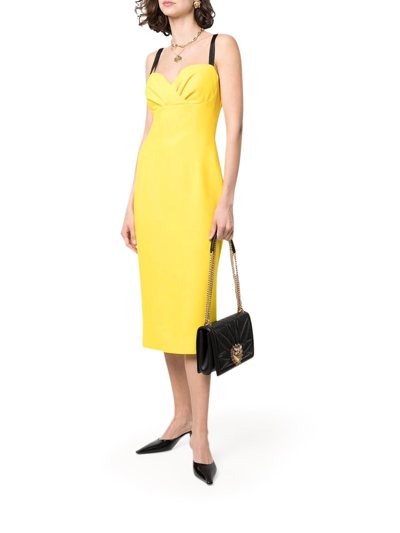 Shop Dolce & Gabbana Sweetheart-neck Strap Dress In Yellow & Orange