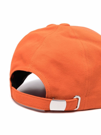 Shop Balmain Logo-embroidered Baseball Cap In Orange