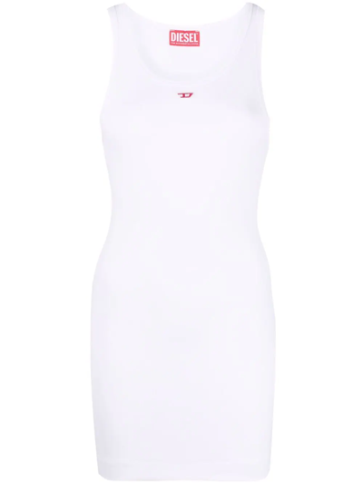 Shop Diesel D-tank Logo-print Cotton Dress In Weiss