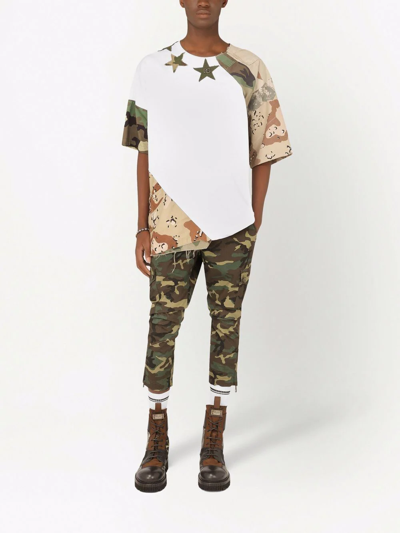 Shop Dolce & Gabbana Camouflage Cropped Trousers In Braun