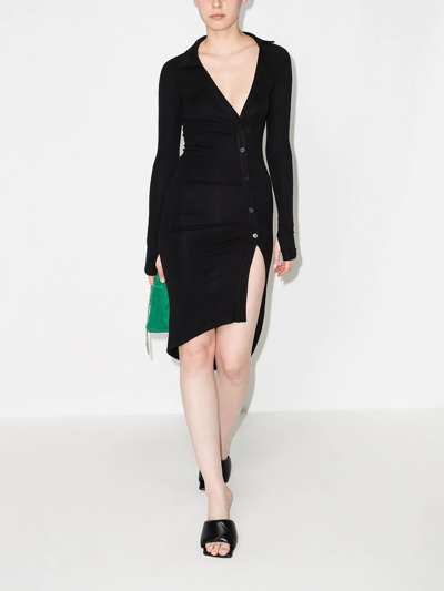Shop Alix Nyc Lanett Button-up Asymmetric Dress In Black
