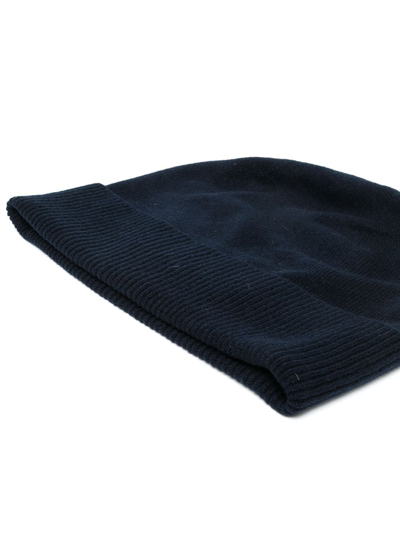 Shop Pringle Of Scotland Ribbed Knit Beanie In Blau