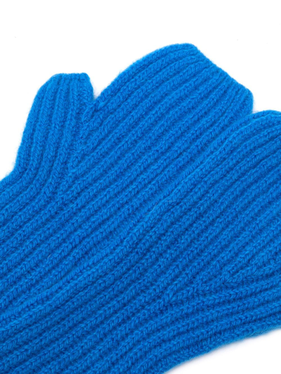 Shop Pringle Of Scotland Fisherman's Ribbed Cashmere Gloves In Blau