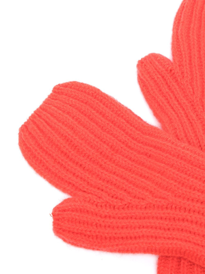 Shop Pringle Of Scotland Ribbed Knit Cashmere Gloves In Rot