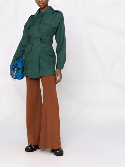 P.a.r.o.s.h Belted Short Trench Coat In Grün