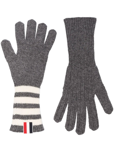 Shop Thom Browne 4-bar Cashmere Gloves In Grau