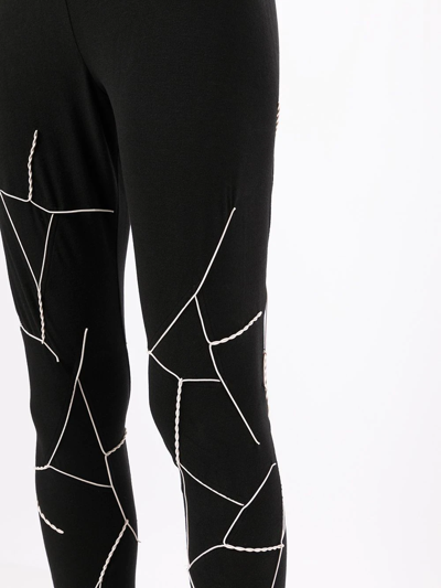 Shop Yohji Yamamoto P26 Holeless Embroidered Leggings In Schwarz