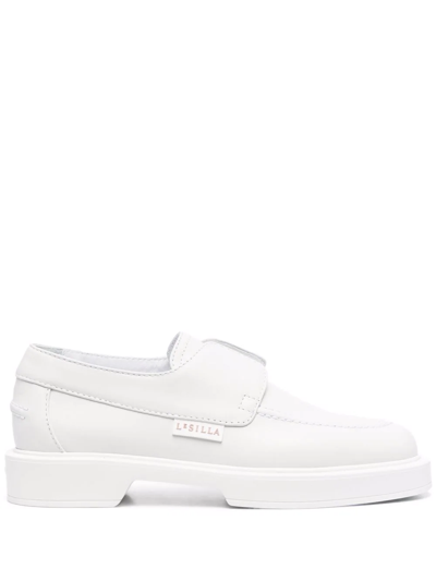 Shop Le Silla Tonal Leather Loafers In Weiss