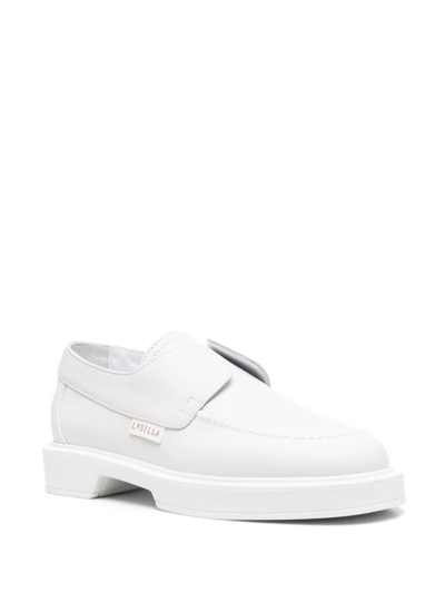 Shop Le Silla Tonal Leather Loafers In Weiss