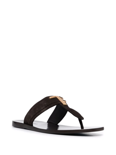 Tom Ford Brown Leather Thong Slippers