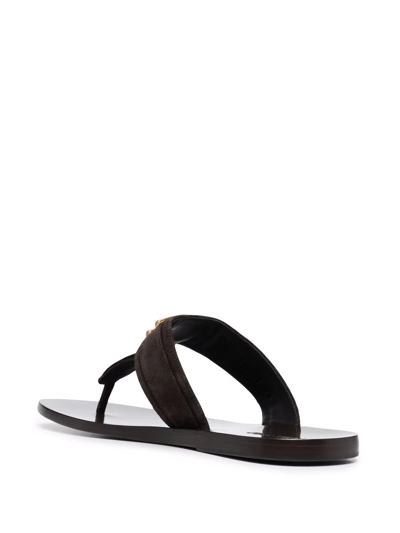 Tom Ford Brown Leather Thong Slippers