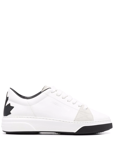 Shop Dsquared2 Contrasting-heel Low-top Sneakers In Weiss