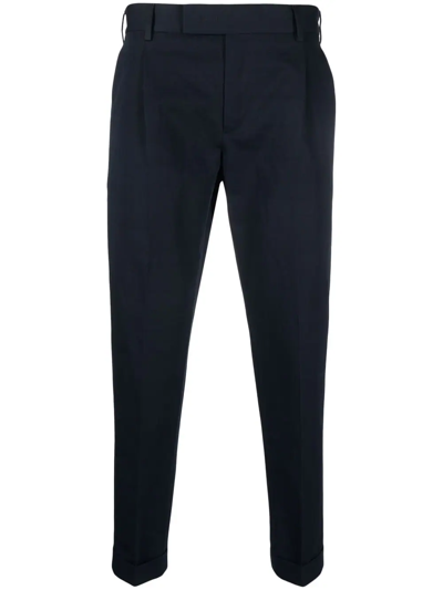 Shop Pt Torino Cropped Tapered-leg Trousers In Blau