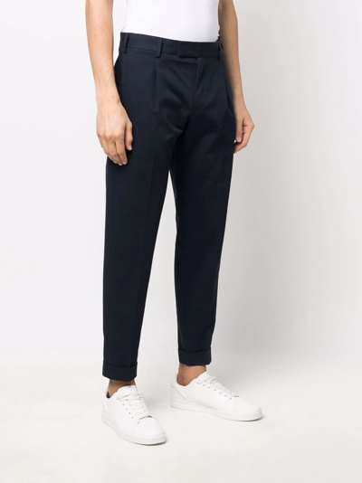 Shop Pt Torino Cropped Tapered-leg Trousers In Blau