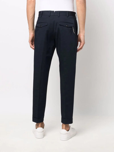 Shop Pt Torino Cropped Tapered-leg Trousers In Blau