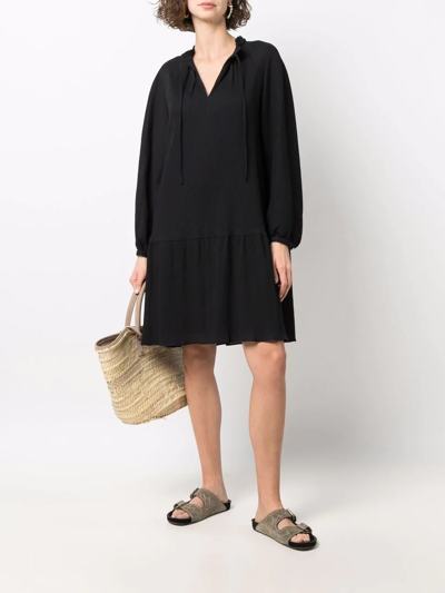 Apc Gathered-tie Fastening Short Dress In Schwarz