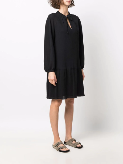 Apc Gathered-tie Fastening Short Dress In Schwarz