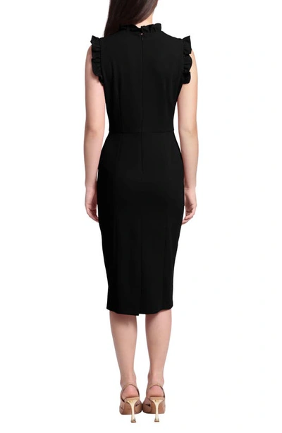 Maggy London Ruffle Mock Neck Sheath Dress In Black