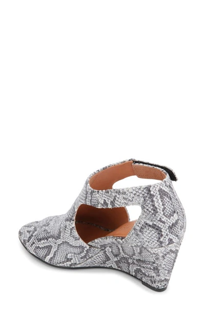 Shop Gentle Souls By Kenneth Cole Gentle Souls Signature Lunette Wedge Sandal In Pewter Embossed Leather