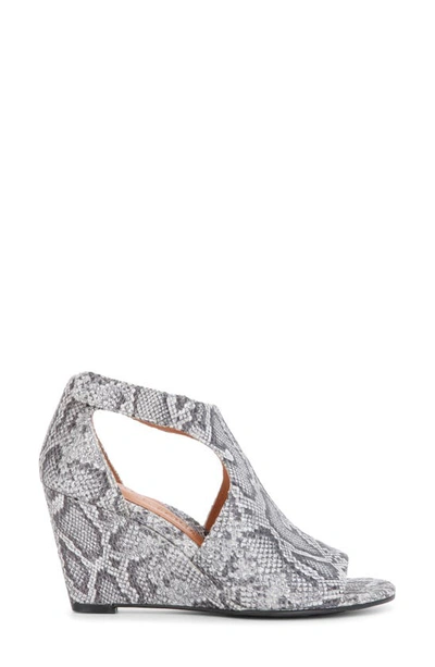 Shop Gentle Souls By Kenneth Cole Gentle Souls Signature Lunette Wedge Sandal In Pewter Embossed Leather