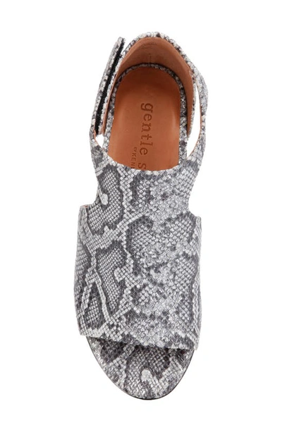 Shop Gentle Souls By Kenneth Cole Gentle Souls Signature Lunette Wedge Sandal In Pewter Embossed Leather