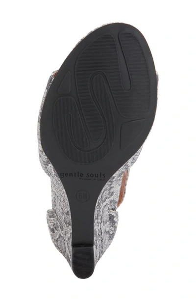Shop Gentle Souls By Kenneth Cole Gentle Souls Signature Lunette Wedge Sandal In Pewter Embossed Leather