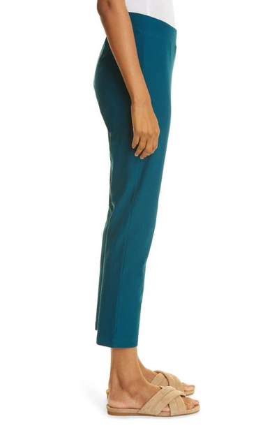 Shop Eileen Fisher Stretch Crepe Slim Ankle Pants In Blue Spruce