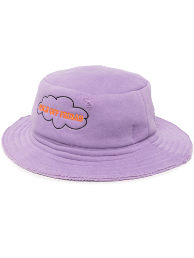 Shop Natasha Zinko Distressed Embroidered-slogan Hat In Lilac