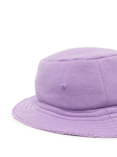 Shop Natasha Zinko Distressed Embroidered-slogan Hat In Lilac