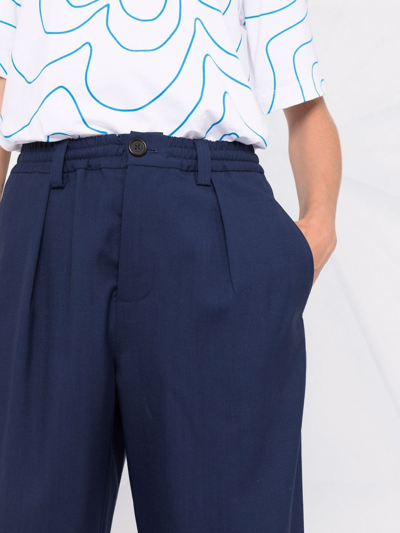 Shop Marni Cropped-leg Chinos In Blue