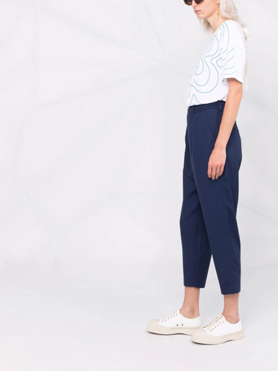Shop Marni Cropped-leg Chinos In Blue