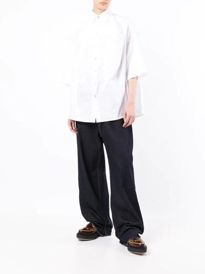 Shop Natasha Zinko Button-up Short-sleeved Shirt In White