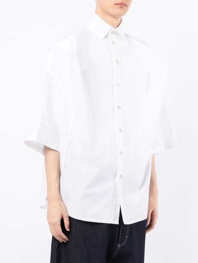 Shop Natasha Zinko Button-up Short-sleeved Shirt In White