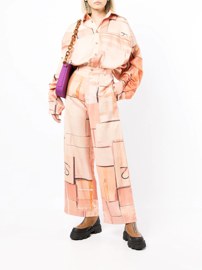 Natasha Zinko Graphic-print Box Shirt In Brown