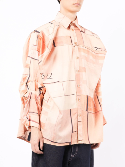 Shop Natasha Zinko Graphic-print Box Shirt In Brown