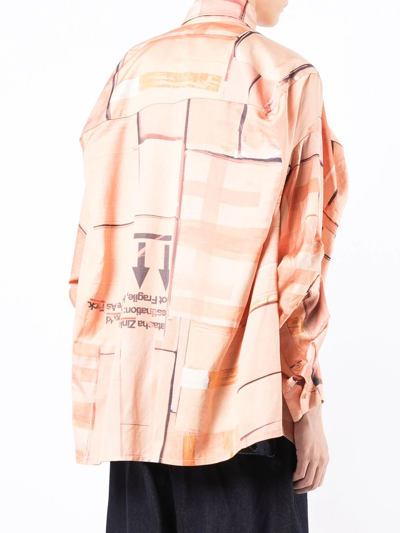 Shop Natasha Zinko Graphic-print Box Shirt In Brown