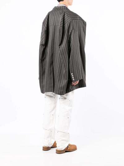 Shop Natasha Zinko Pinstripe-print Boxy Blazer In Grey