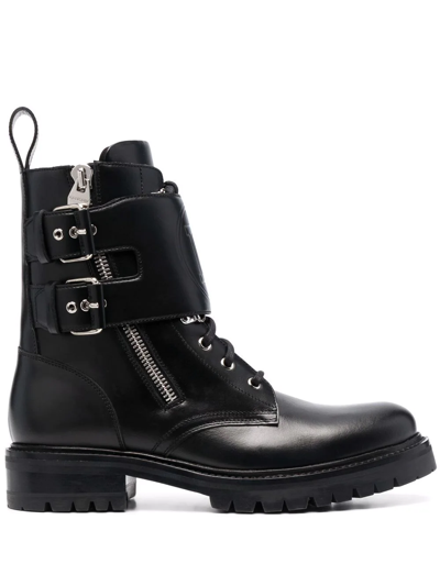 Shop Balmain Ranger Calfskin Boots In Black