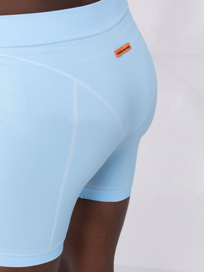 Shop Heron Preston Logo Waistband Active Shorts In Blue