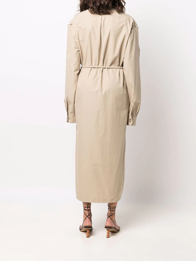 Shop Nanushka Belted Button-down Shirt Dress In Neutrals