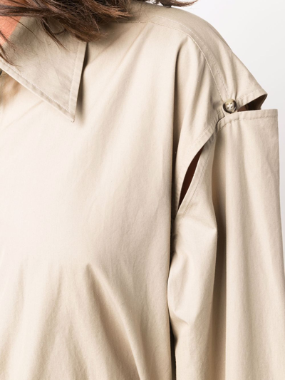 Shop Nanushka Belted Button-down Shirt Dress In Neutrals
