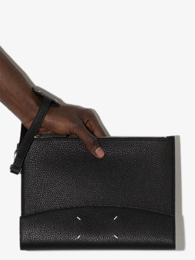 Shop Maison Margiela Four-stitch Zipped Pouch In Black