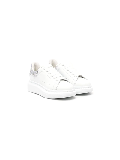 Shop Alexander Mcqueen Oversized Glitter Sneakers In White