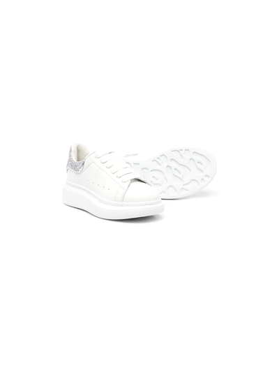 Shop Alexander Mcqueen Oversized Glitter Sneakers In White