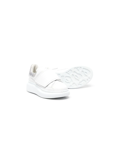 Shop Alexander Mcqueen Glitter Touch-strap Sneakers In White