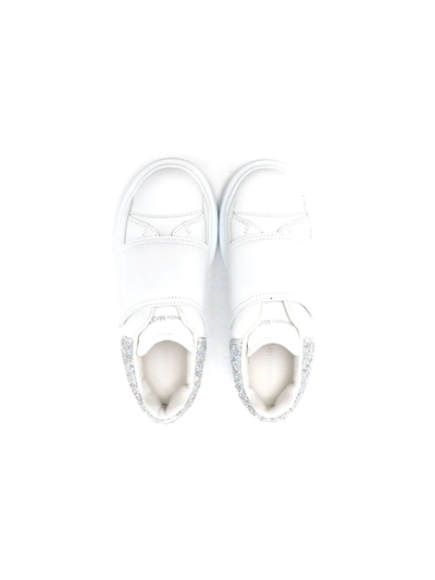 Shop Alexander Mcqueen Glitter Touch-strap Sneakers In White