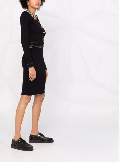 Philipp Plein Leopard Print Collar Cardigan In Black