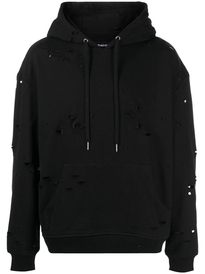 Shop God's Masterful Children Galaxy Ripped-detailed Hoodie In Black