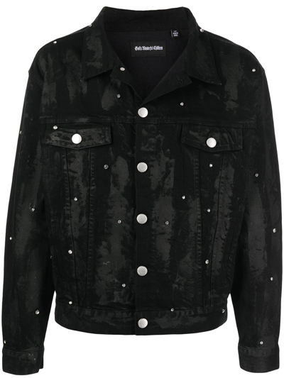 Shop God's Masterful Children Harley Embellished Denim Jacket In Black